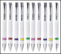 4,000 x Ashworth Ballpens Featuring Black Ink, a White Gloss Barrel, Chrome Detail and a Coloured