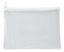 300 x Lexicon Transparant Clear Pencil Case with Coloured Zip - Colour: White - New Boxed Stock