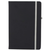 300 x Ebony A5 Soft PU Hardback Notebooks Containing 192 Pages of Lined Cream Paper - Colour: Black