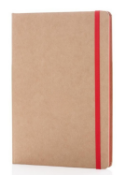 50 x Borrowdale A5 Hardback Notebooks with Cream Lined Paper - Colour: Natural and Elastic in Red