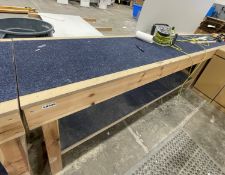 1 x Wooden Work Bench - 240(L) X 60(W) X 88(H) cm - Ref: LB159 - CL1019 - Location: Waltham Abbey