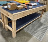 1 x Wooden Work Bench - 240(L) X 60(W) X 88(H) cm - Ref: LB162 - CL1019 - Location: Waltham Abbey