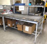 1 x Warehouse Packing Work Bench - Heavy Duty Frame with Steel Top and Adjustable Over Shelf