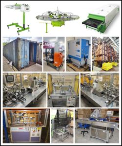 Industrial Automatic Screen and UV Printing Machinery Sale Featuring Product Printing Machines, Tunnel Dryers, Cure Units, Pallet Racking & More