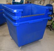 3 x Large Blue Bin Caddies on Castors - Dimensions: H86 x W110 x D100 cms - Ref: VSS242Lo