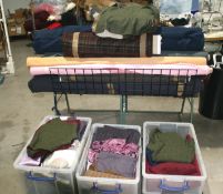 1 x Contents Of Trolley And Boxes Including A Selection Of Tweed Material, Lining And Fleece Plus