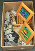 1 x Box Of Miscellaneous Retail Items Including Porcelain, Pottery And Tablecloth Weights - Ref: 158