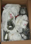 1 x Box Of Miscellaneous Items Including Pottery And Pewter Items - Box Also Includes Christmas