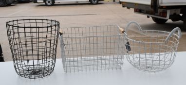 3 x Wirework Baskets - Ref: GTC702/GTCC17 - CL1017 - Location: Altrincham WA14Condition Report: