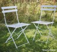 4 x Rive Droite Folding Steel Bistro Chairs, Powder Coated in a Chalk Hue - Original RRP £240.00 -