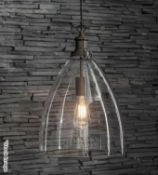 Pair of Hoxton Bullet Pendant Lights in Glass and Steel with an Antique Bronze Finish - RRP £260.00