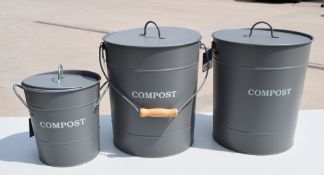 3 x Compost Buckets/Bins - Ref: GTC651/GTCC14 - CL1017 - Location: Altrincham WA14Condition Report: