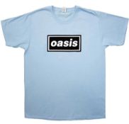 1 x Oasis 'Decca Band Logo' T-Shirt in Light Blue - Size: Large - New in Sealed Packet - CL720 -