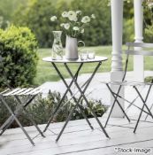 1 x Rive Droite Ø60cm Folding Metal Outdoor Bistro Table, with a Powder Coated Silver Finish -