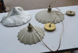 3 x Wanstrow Ceiling Pendant Lights - Colour: Cream - Ref: GTC706/GTCC17 - CL1017 - Location: