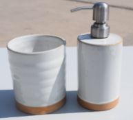 1 x Vathy Toothbrush Holder And Soap Pump Dispenser - Ref: GTC637/GTCC14 - CL1017 - Location: