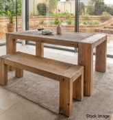 1 x Chisbury Rustic Solid Reclaimed Natural Pine Dining Table and 2 x Bench Set - Total RRP £1,800
