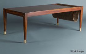 1 x STARBAY Luxury Acacia Coffee Table with Walnut Finish and Hanger Storage - Original Price £2,800