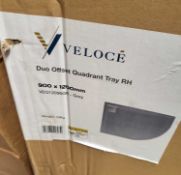 1 x SYNERGY 'Veloce Duo' Polymarble Quadrant Right-Handed Shower Tray, In Slate Grey - Dimensions: