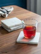1 x Set Of 4 White Marble Square Coasters - Ref: GTC672/GTCC15 - CL1017 - Location: Altrincham