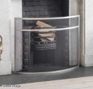1 x Bretforton Large Steel Curved Firescreen Powdercoated in Silver, Large - Original RRP £100.