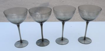4 x Wine Glasses - Smoke - Ref: GTC733/GTCC18 - CL1017 - Location: Altrincham WA14Condition Report: