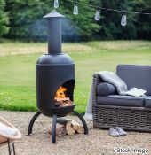 1 x Sarsden Steel Chiminea Powered Coated in Matt Black - Original RRP £280.00 - Ref: GTC846 -