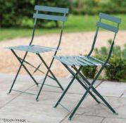 5 x Rive Droite Folding Steel Bistro Chairs, Powder Coated in Thistle Green - Original RRP £240.00 -