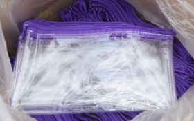 200 x Lexicon Clear Pencil Cases with Purple Zippers - New Boxed Stock