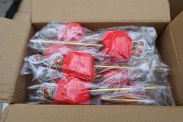 100 x PomPom Pens with Padded Crown - Colour: Red/Gold - New Boxed Stock