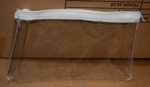 200 x Lexicon Clear Stationary Pencil Cases with White Zippers - New Boxed Stock31