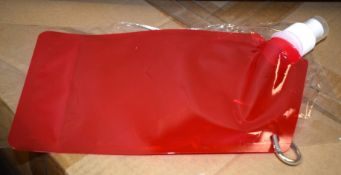 500 x Collapsible Drinking Bottle with Hanging Clip - 820ml Capacity - Colour: Red - New Boxed Stock