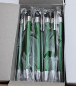 1,000 x Vogue Stylish Push Action Ballpens with Silver Trims - Colour: Green - Ink Colour: Black