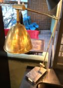 1 x Adjustable Table Lamp Featuring a Brass Finish and Stone Base - 240v with Inline Switch