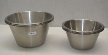 11 x Stainless Steel Kitchen Bowls - Size: 33w x 17.5h and 27w x 13h cms - Ref: JPC332 Cage