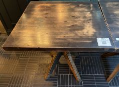 1 x Restaurant Dining Table Featuring a Distressed Table Suface Supported by a Wooden Star Base