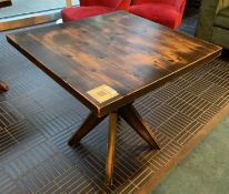 1 x Restaurant Dining Table Featuring a Distressed Table Suface Supported by a Wooden Star Base
