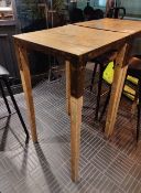 1 x Poseur Bar Table Featuring a Rustic Solid Oak Top, Oak Tapered Legs and Metal Sound
