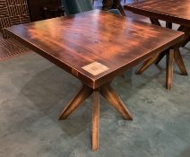 1 x Restaurant Dining Table Featuring a Distressed Table Suface Supported by a Wooden Star Base