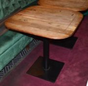 1 x Restaurant Dining Table Featuring a Rustic Oak Top and Black Pedrali Pedestal
