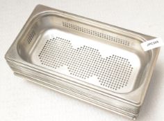 9 x Stainless Steel Perforated Gastro Pans - Size: 26 x 16 x 6.5h cms