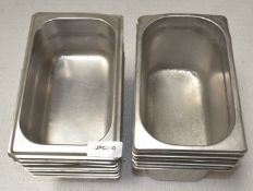 12 x Stainless Steel Gastro Pans - Size: 26 x 16 x 8/15h cms