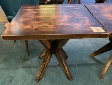 1 x Restaurant Dining Table Featuring a Distressed Table Suface Supported by a Wooden Star Base