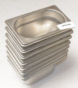 8 x Stainless Steel Gastro Pans - Size: 17.5 x 11 x 10h cms