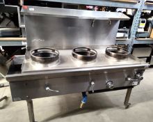 1 x ACK Heavy Duty Natural Gas Three Burner Wok Range Cooker - Manufactured in 2022 - Model HDWCC30