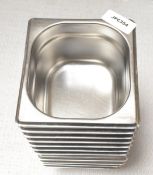 11 x Stainless Steel Gastro Pans - Size: 16 x 17 x 10h cms