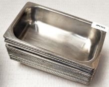 11 x Stainless Steel Gastro Pans - Size: 26 x 16 x 6.5h cms