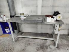 1 x Heavy Duty Stainless Steel Workbench with a Draper Grinder - Dimensions: H85 x W150 x D70 cm