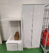 1 x White Gloss Storage Cabinet  and Office Desk