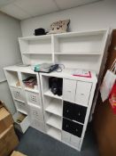 1 x Collection of White Gloss Furniture Including 2 x Cube Units with Boxes and Shelves, and 2 x